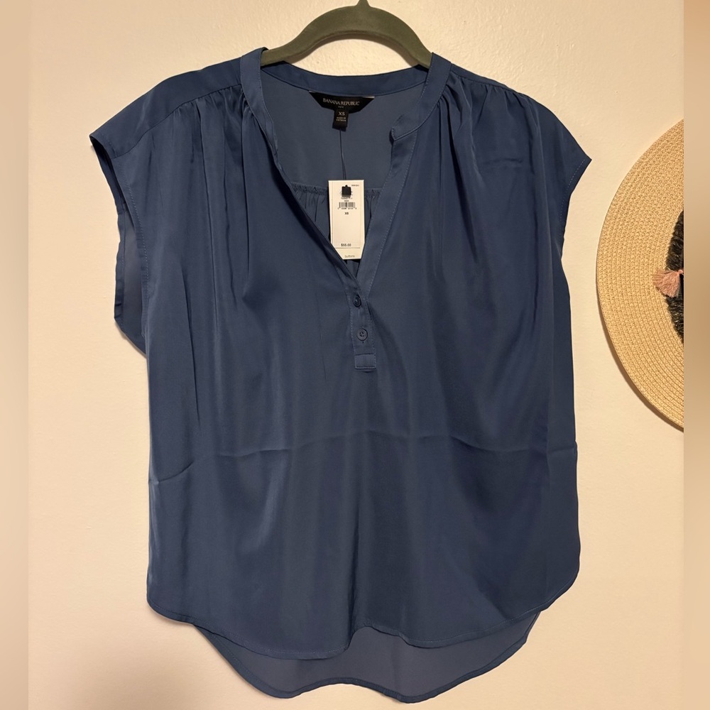 Banana Republic Blue Cap Sleeve Blouse